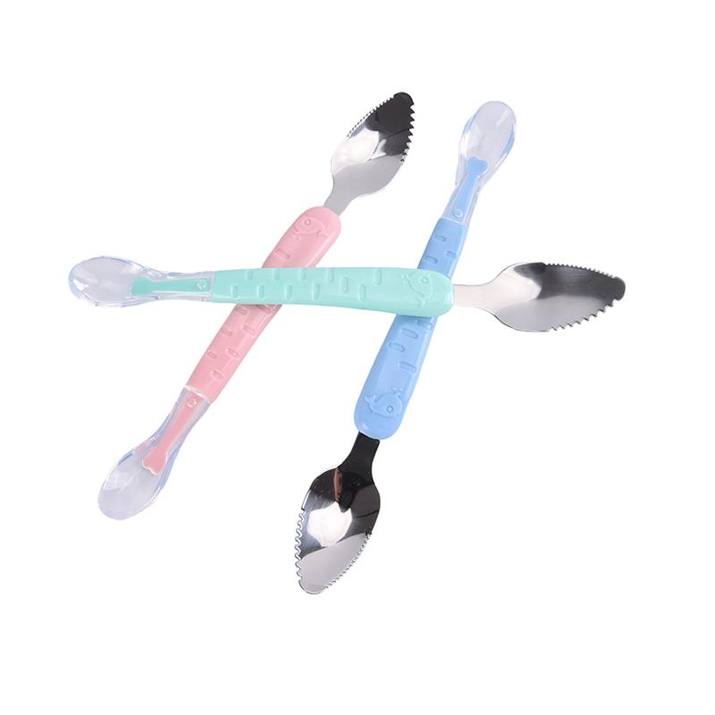 1Pc Double Head Baby Feeding Spoon Scraping Pure Spoon Baby Fruit Scraper