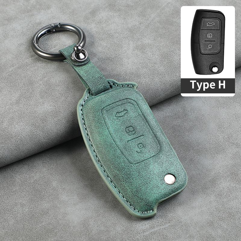 Leather Car Flip Key Case Cover Shell For Ford Focus 2 3 Ecosport C-Max S-Max Ka Mondeo Kuga Galaxy Fiesta Keychain Accessories