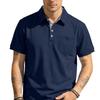 Men's Spring Summer Solid Color Lapel Pocket Loose Business Casual Short Sleeve Top