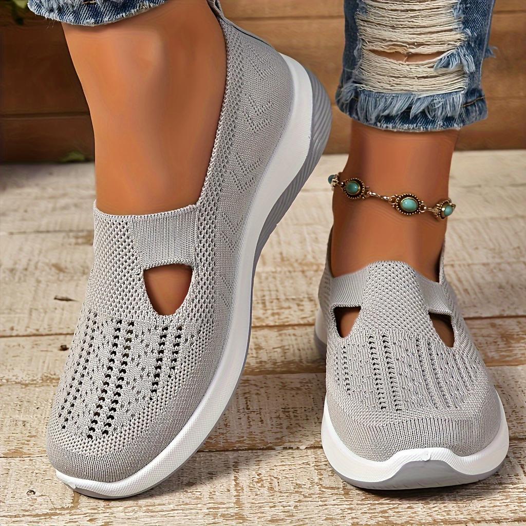 Simple Ladies Breathable Hollow Sneakers-casual Light Flat-bottomed Outdoor Walking Shoes, Suitable for Low Tops In All Seasons.