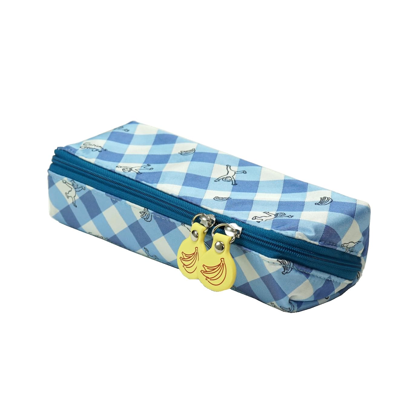 Curious George PACAPO Pouch (Checked, Blue) UND49307E Light Blue