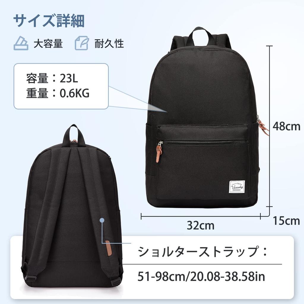 Backpack for Men and Large Capacity Inch PC Business Black [Vaschy] Women, 15.6 Bag, Backpack, Waterproof, Lightweight, School, Travel, Commuting,