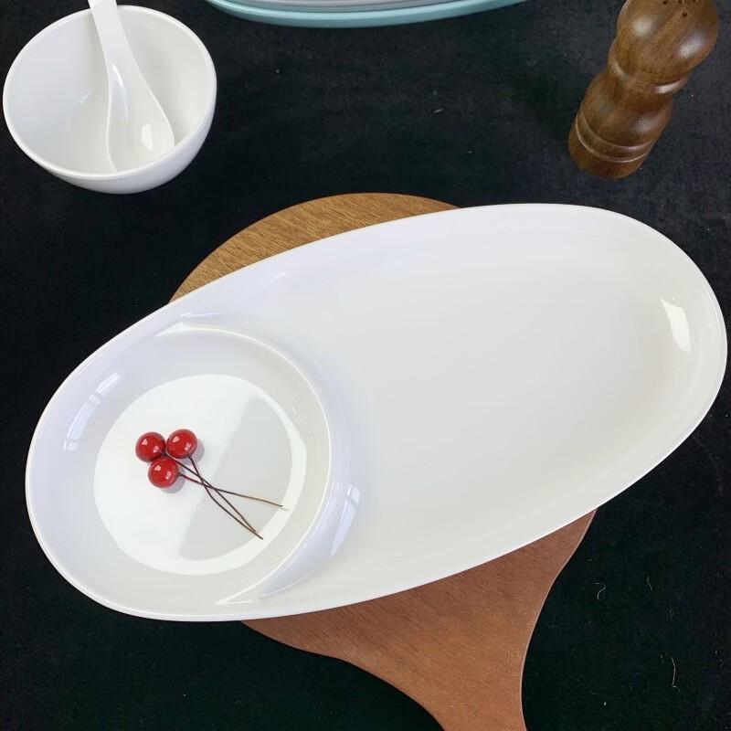 Food Grade Melamine Divided Oval Plate with Vinegar Dish