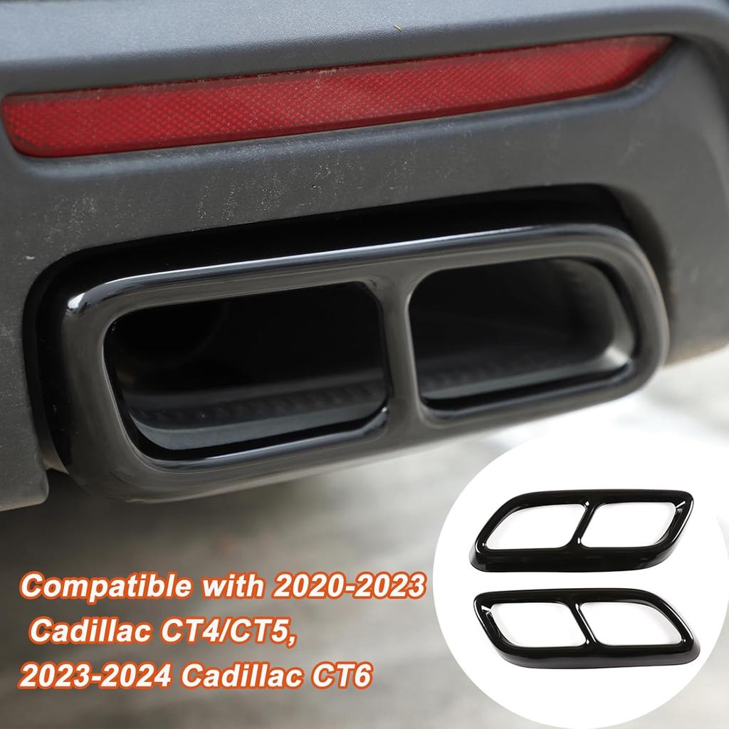 Car Exterior Exhaust Pipe Mufflers Cover Compatible with 2020-2023 Cadillac CT4/CT5, 2023-2024 Cadillac CT6,Stainless Steel Exhaust Pipe Decorate