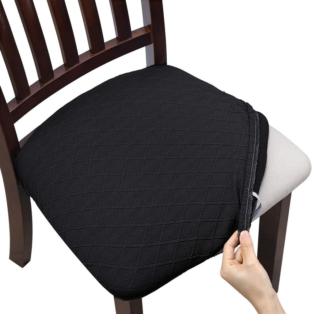 WaterProof Spandex Dining Room Upholstered Cushion Solid Chair Seat Cover Removable Slipcovers with Washable Furniture Protector