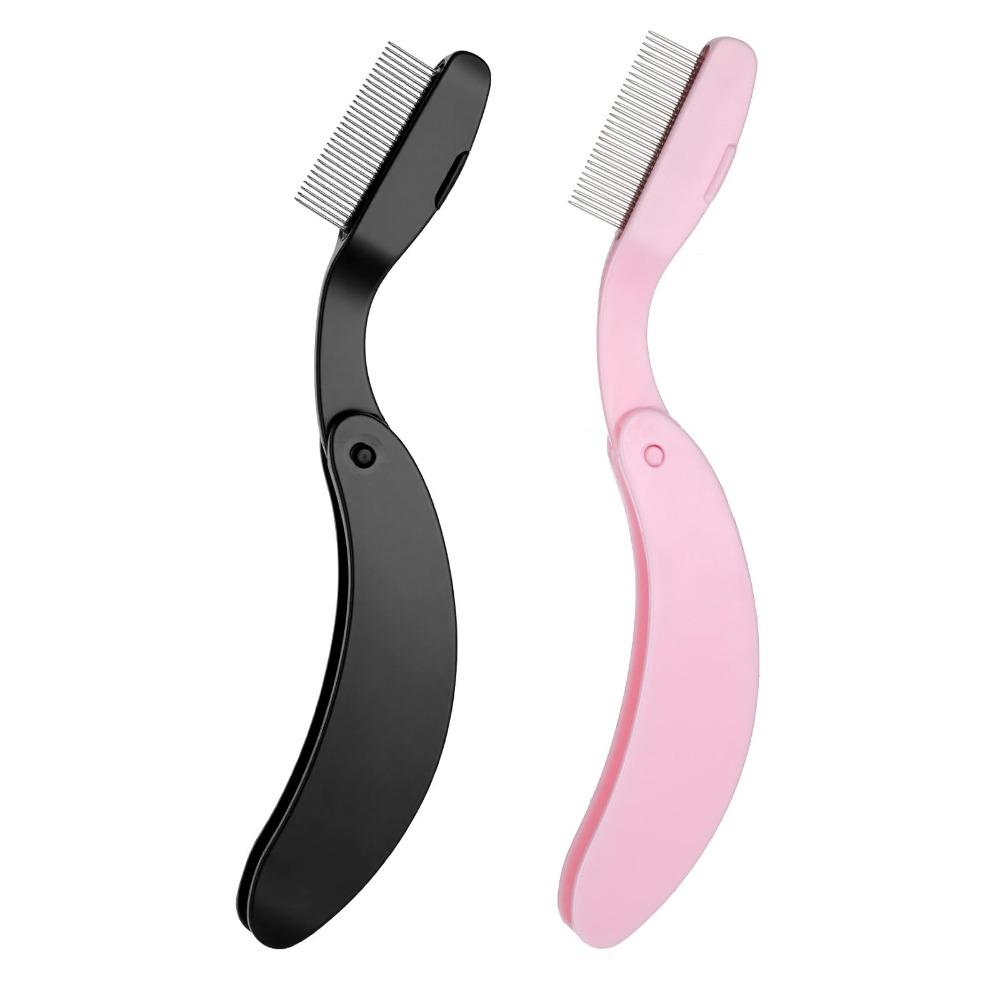 Stainless Steel Teeth Eyelash Separator Comb Foldable Mascara Comb Hot Eyelash Brush  Makeup Tools