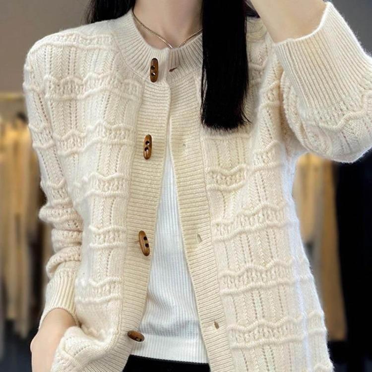 Loose Knit Vintage Cardigan Sweaters Coat Jacket for Women Long Sleeve Autumn Winter