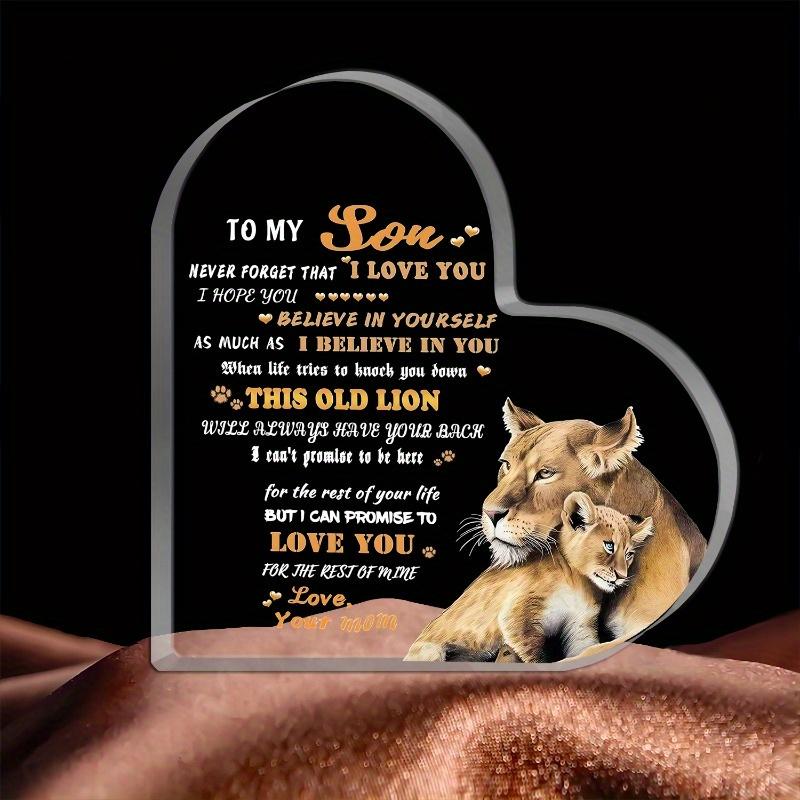Son'S Inspirational Desk Decoration: Acrylic Sign with Heart Shape And Lion Illustration- Acrylic Desktop Ornament, Four Seasons Decoration