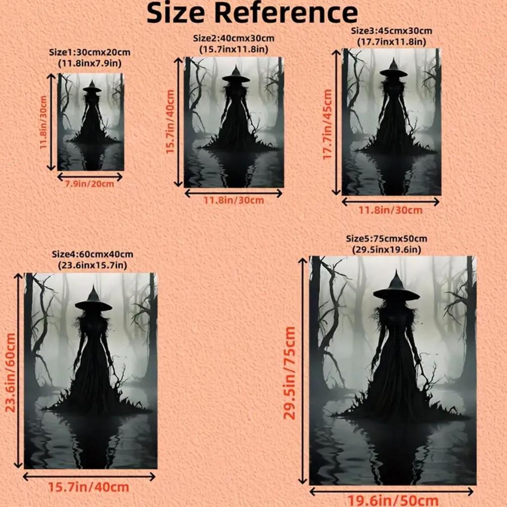 Halloween Witch Decorative Oil Painting on Canvas with Pine Wood Frame