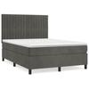 3143140 vidaXL Lit à sommier tapissier et matelas Gris foncé 140x190cm Velours