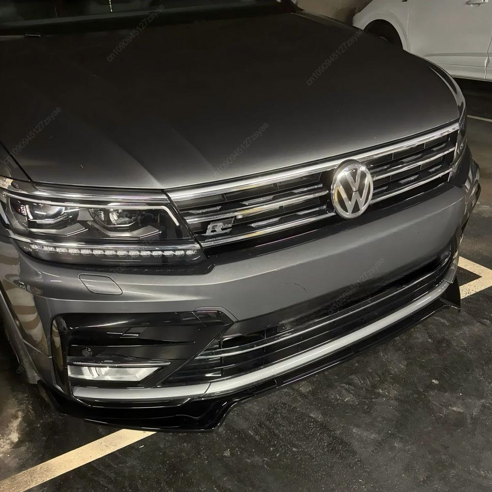 Car Front Bumper Lip Spoiler Splitter Diffuser For Volkswagen Tiguan MK2 R-Line Pre-facelift 2016-2020 ABS Black Bodykits Tuning