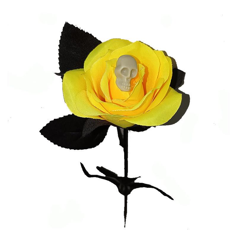 1PC Halloweenské potřeby Umělá květina s lebkou Černá falešná květina Horror Flower Rose