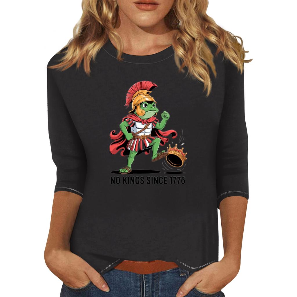 Women's Fashionable Casual Three-quarter Sleeve Round Neck Top