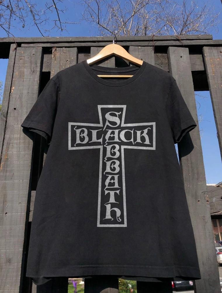 Rare Black Sabbath Cross Logo T-Shirt Tops Tees Men's Women's, Unisex Black T-Shirt Tops Tees Men's Women's, Size S-4XL