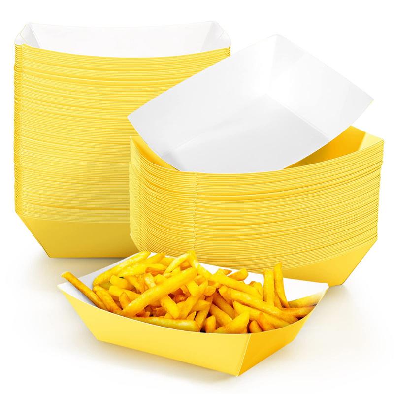 50Pcs Colorful Paper Food Boat Trays Disposable Paper Boats Containers Mini Kraft Food Serving Tray Boats Birthday Wedding