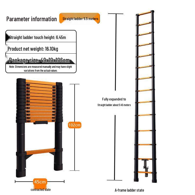 Stainless Steel Telescopic Aluminum Alloy Folding Step Ladder