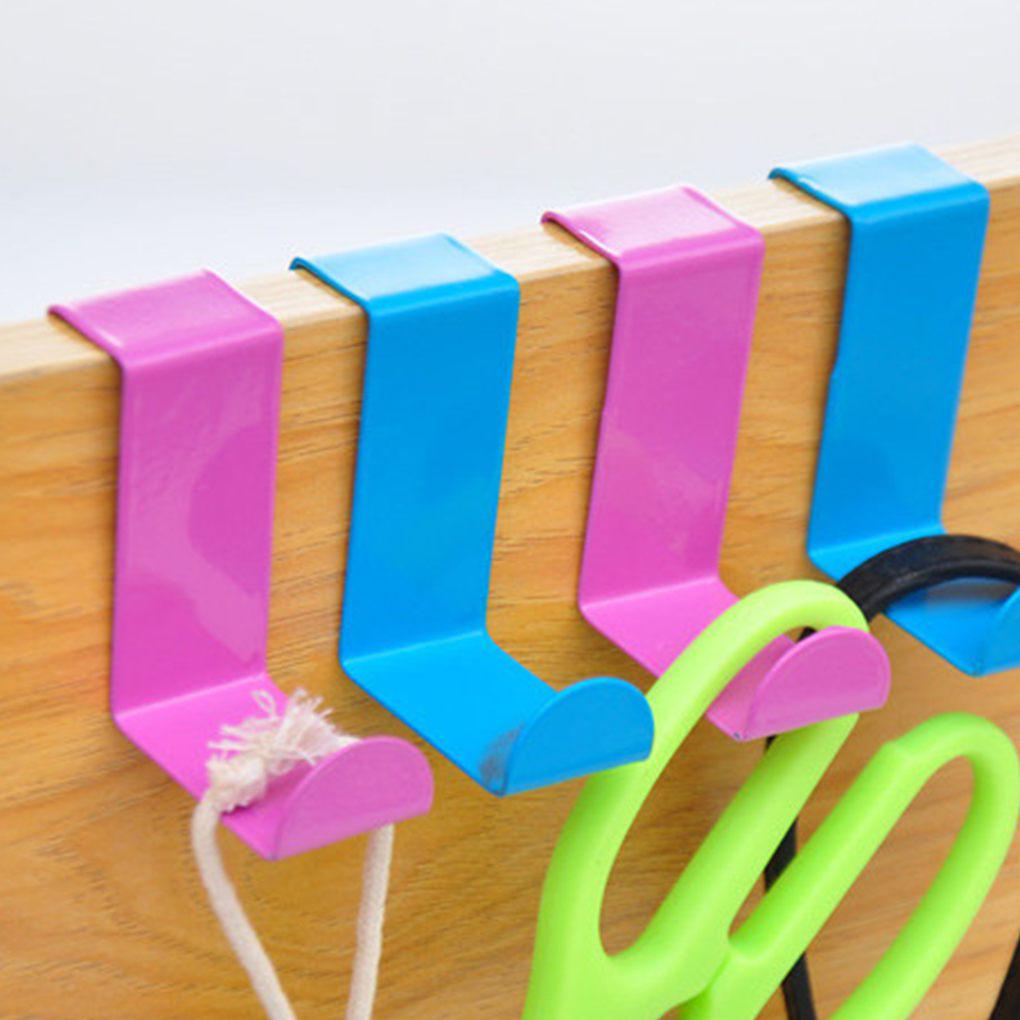 2pcs Over Door Hook Stainless Steel Z-shaped Hanger Kitchen Clasp Punch-Free Nail-Free Self-Adhesion Hangers Rack