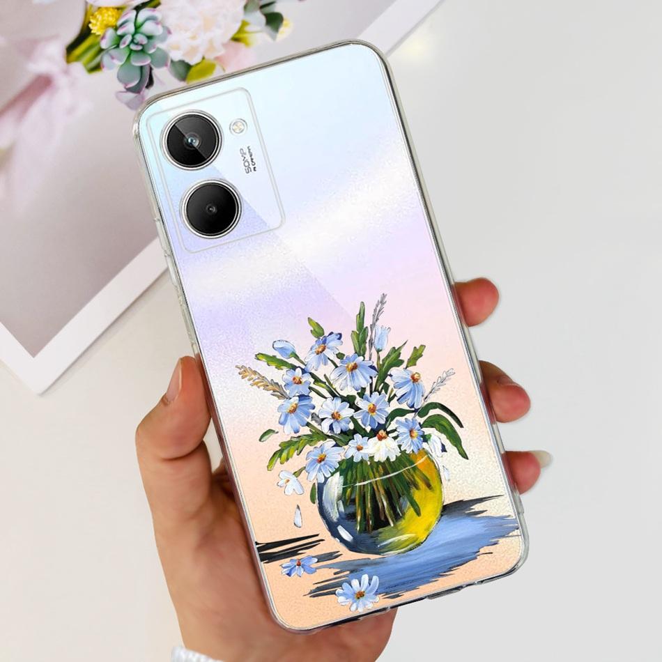 Cute Flower Cat Painted Case For Realme 10 / Realme 10 Pro / Realme 10 Pro+ Soft Silicone TPU Cover For Realme10 4G 10Pro Plus