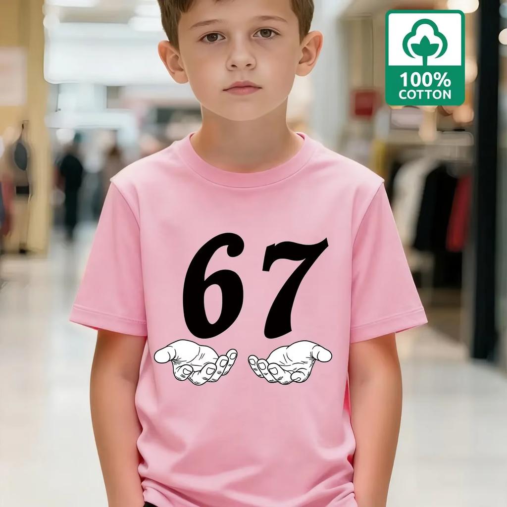 Kids 67 Themed Colorful Print TShirt Soft Cotton Fabric Breathable and Comfortable Ideal for Toddlers and Childrendf0374