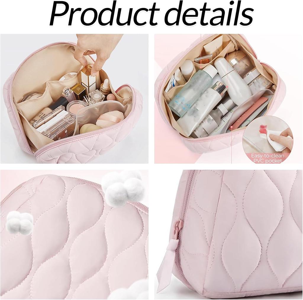 Customized Makeup Bag Quilted Travel Cosmetic Bag Travel Zipper Pouch - Cosmetic Organizer for Women