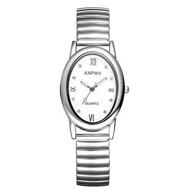 Silver Watch with Accordion Stylish Analog One Size Fits Stainless Steel Quartz Fashion Accessory Perfect Gift for Day Women's Strap, Waterproof