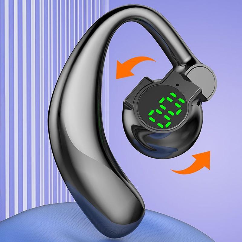 Wireless Bluetooth Headset, Long Battery Life Hanging Ears, Start Noise Reduction Digital Display Sports Sleep Music Earrings
