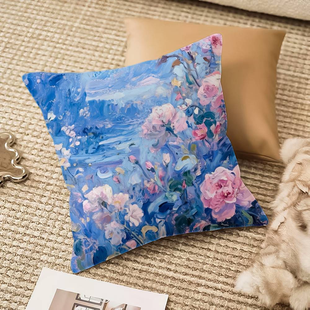 F-flower V-vase Pillow Case Anti-dustmite Invisible zipper Sofa Bed