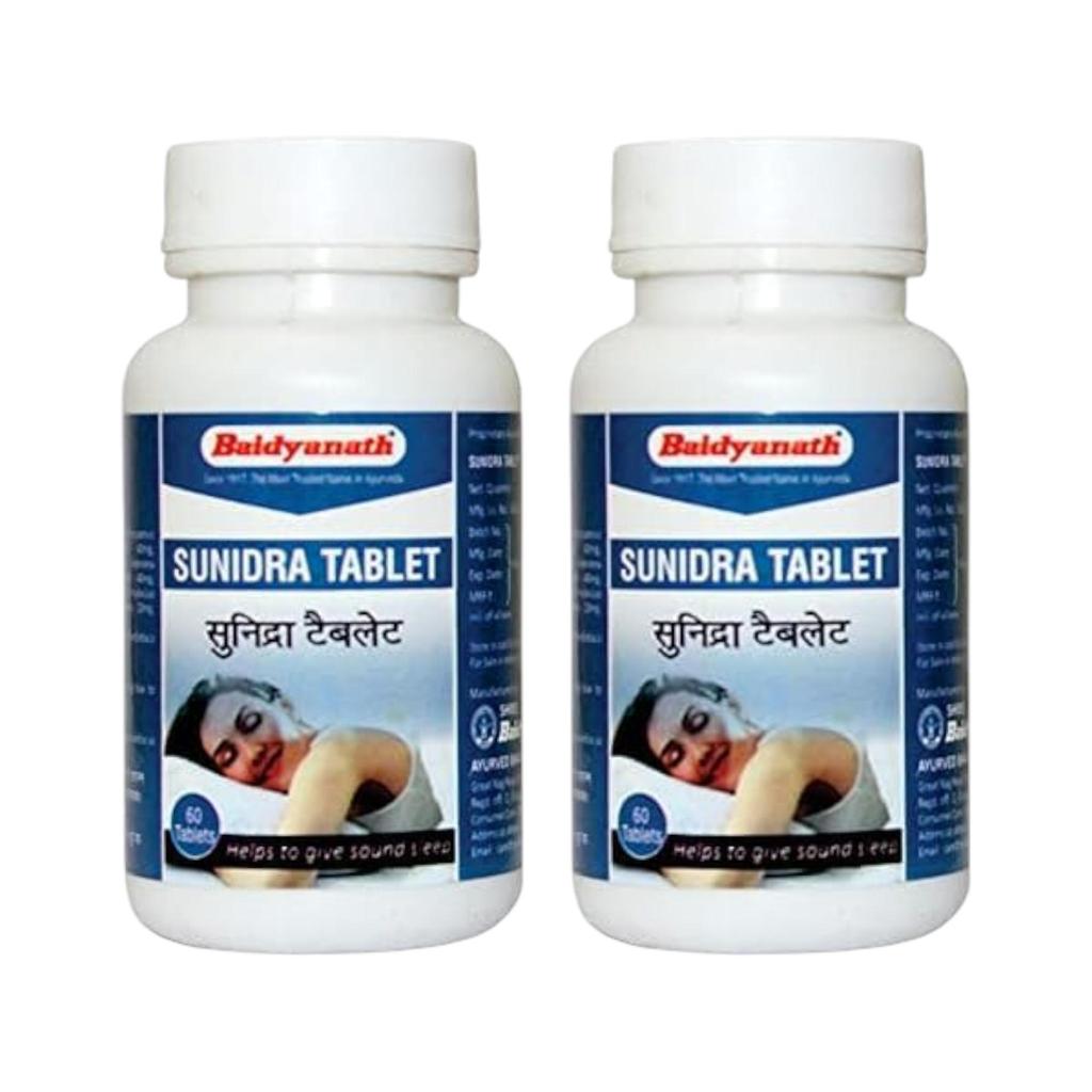 Baidyanath Asli Ayurved Sunidra Tablet 60 Tablets X Pack Of 2 Non-Habit Sleeping Aid For Restful Sleep
