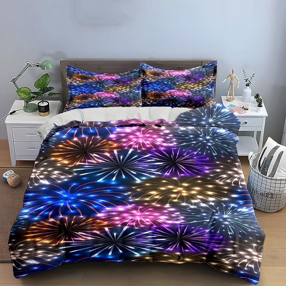 Colorful fireworks pattern. Bedding sets Duvet cover sets Duvet covers Pillowcases(1*Duvet Cover 2*Pillowcases without duvet insert)