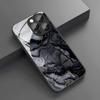 Black Marble Pattern Tempered Glass Black Phone Case For Samsung Galaxy S26 S25 S24 S23 Ultra Plus FE Shockproof Cover