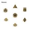 7 Pcs Black Golden Skull Metal Dice Solid Metal Polyhedral Dice Set Suitable for Role-Playing RPG Board Game Card Game