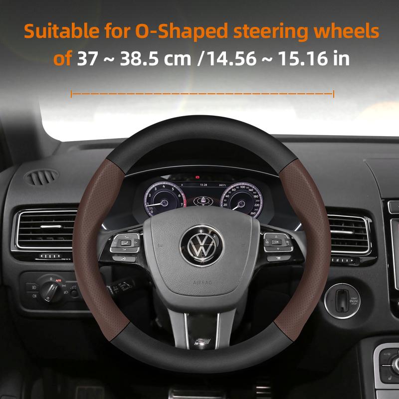 Suitable for Volkswagen Breathable Leather Matte Carbon Fiber Texture Steering Wheel Cover Suitable for Polo Golf 5 6 7 Gol Cc Passat B6 B8 Jetta