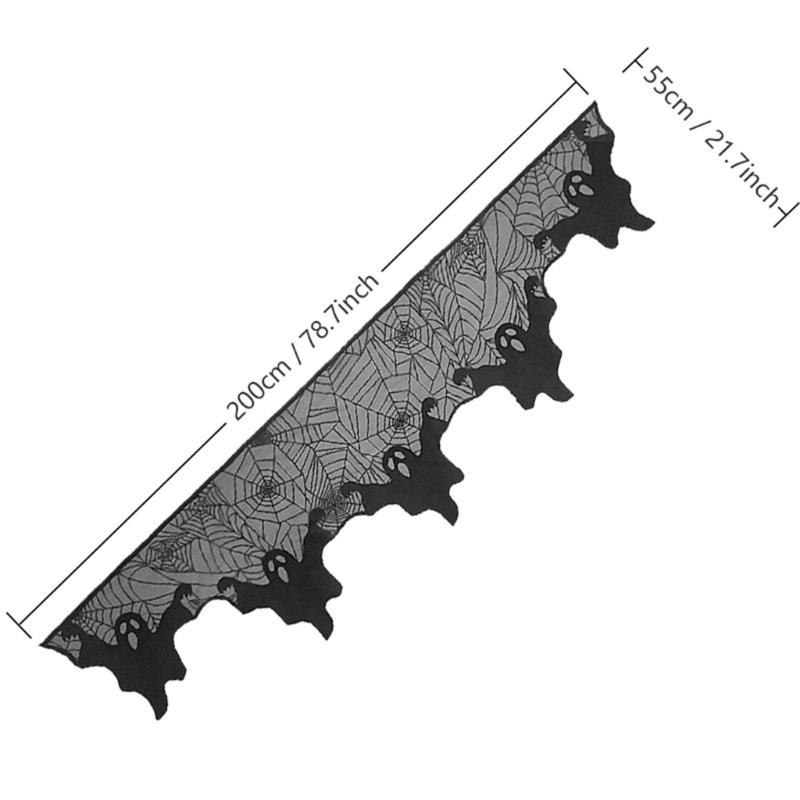 Lace Tablecloth Halloween Decoration Polyester Cobweb Table Runner Mantel Scarf Cover Spooky Celebration