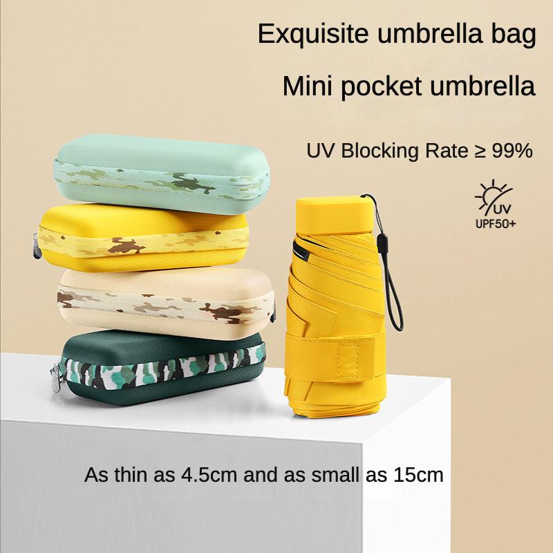 Mini Compact Pocket Umbrella For Women Light 6 Folding Sun Protection Sun And Rain Small Card Bag Umbrellas Paraguas Mujer