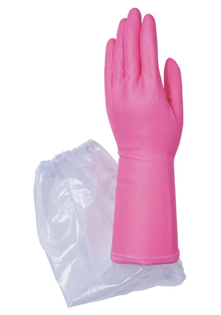 Dunlop Home Products Vinyl Gloves for Work Thick Long Sleeves with Arm Covers Pink M Cleaning Laundry Gardening Nursing Care Covers Up To the