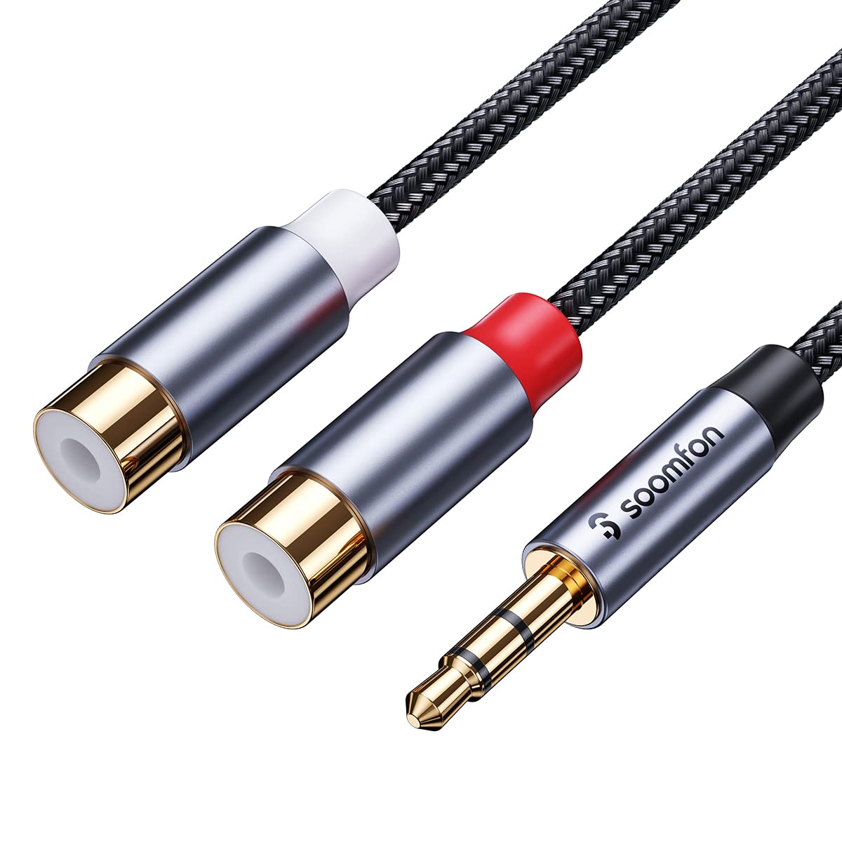 

Кабель-переходник RCA 20 см SOOMFON Aux в 2RCA Mini Plug, аудиокабель-переходник, красный, белый, Y-образный, с ответвлением, с нейлоновой оплеткой и позолоченным штекером