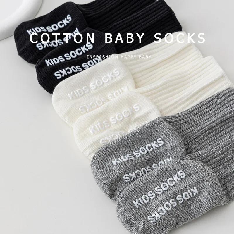 Sporty Fashion Baby Sock for Boy Girl Simplicity Black White Grey Color Non-slip Floor Sock Autumn Toddler First Walker Sock
