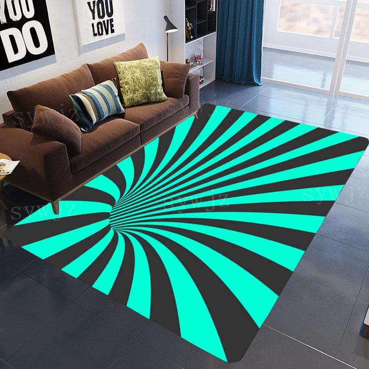 3D Vortex Illusion Carpet Entrance Door Floor Mat Abstract Geometric Optical Doormat Non-slip Floor Mat Living Room Decor Rug