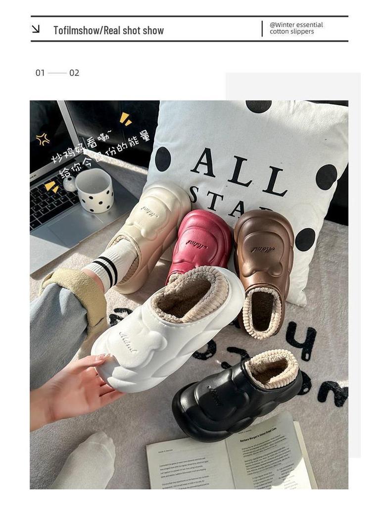 Women's Waterproof Bag and Fleece-Lined Cotton Slippers: Winter 2025 Warm, Thick, Outdoor Shoes