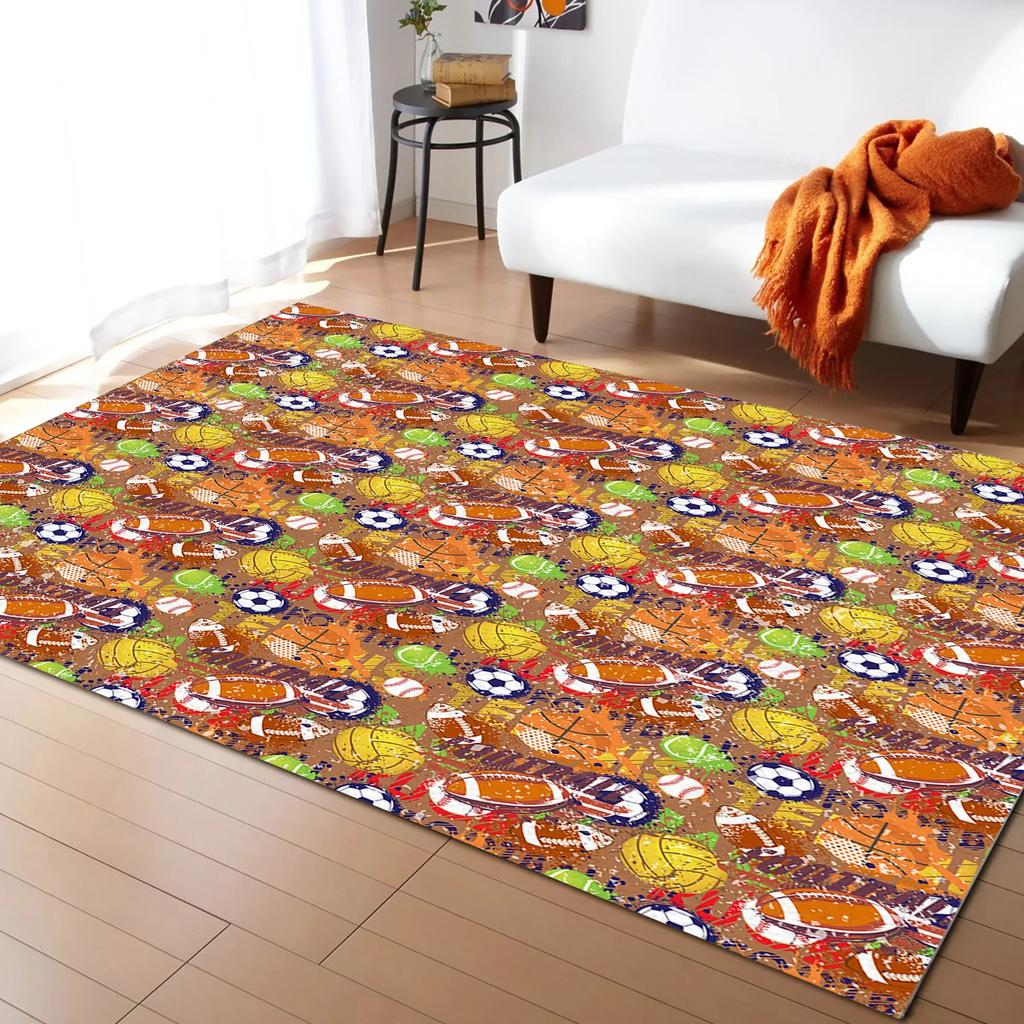 Football Carpet Ball Game Area Rug for Kids Boys Teens Playroom Soccer Doormat Sport Theme Indoor Floor Mat For Living Room Sofa
