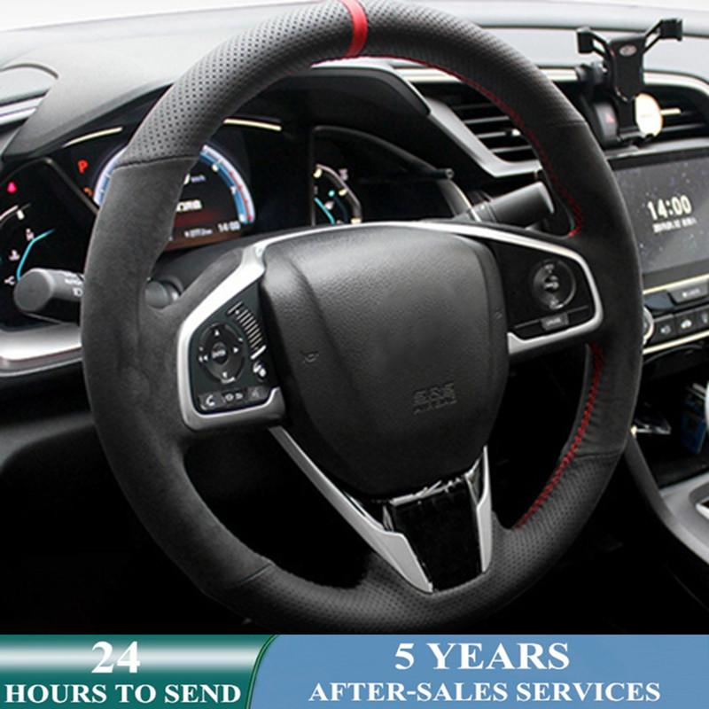 

Индивидуальный чехол на руль автомобиля, нескользящая черная замшевая оплетка для Honda Civic 10 2016-CRV CR-V 2017-ясность