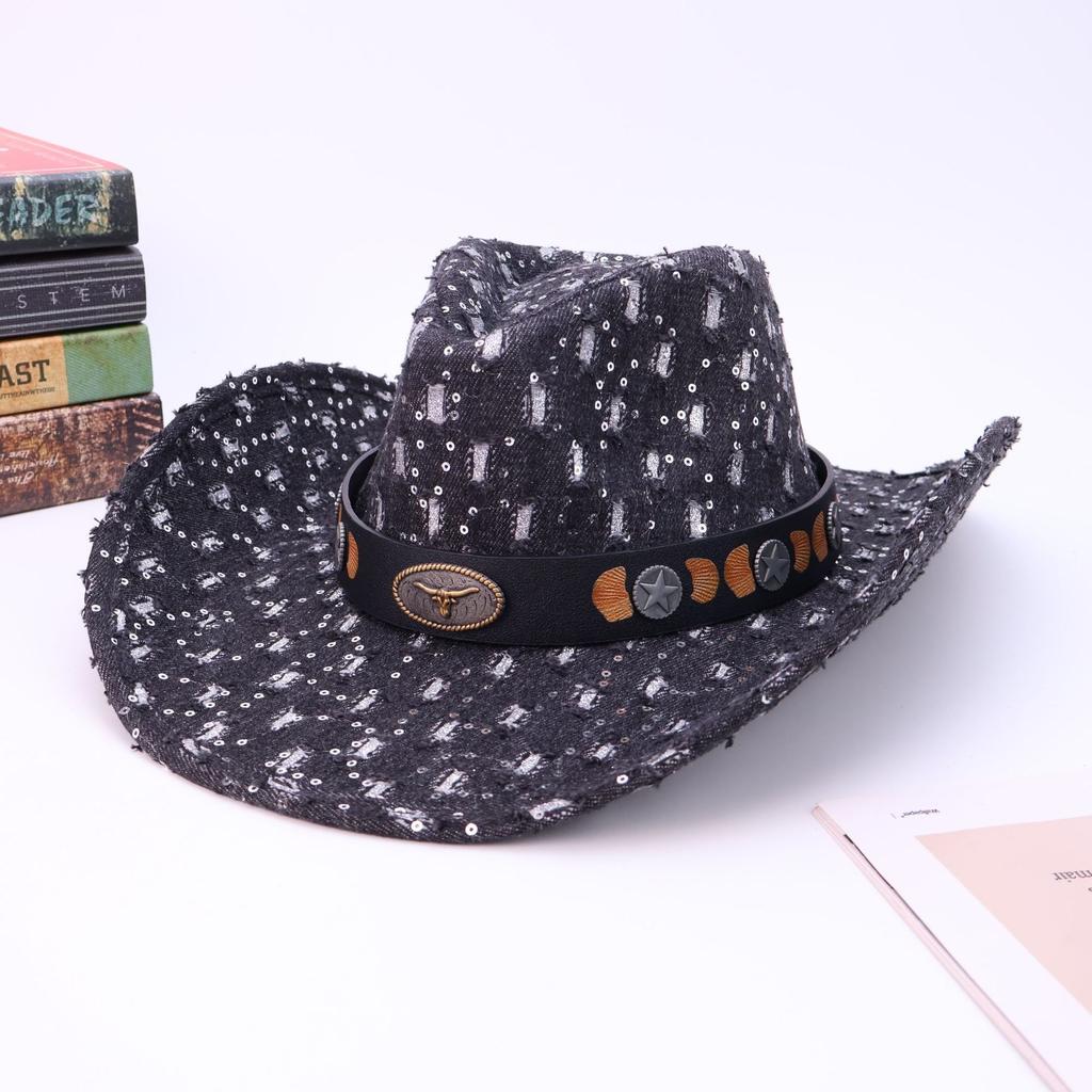 European and American Wind Holes Western Cowboy Hat Farm UV Protection Sunshade Jazz Hat Men's and Women's Fashion Versatile Top Hat