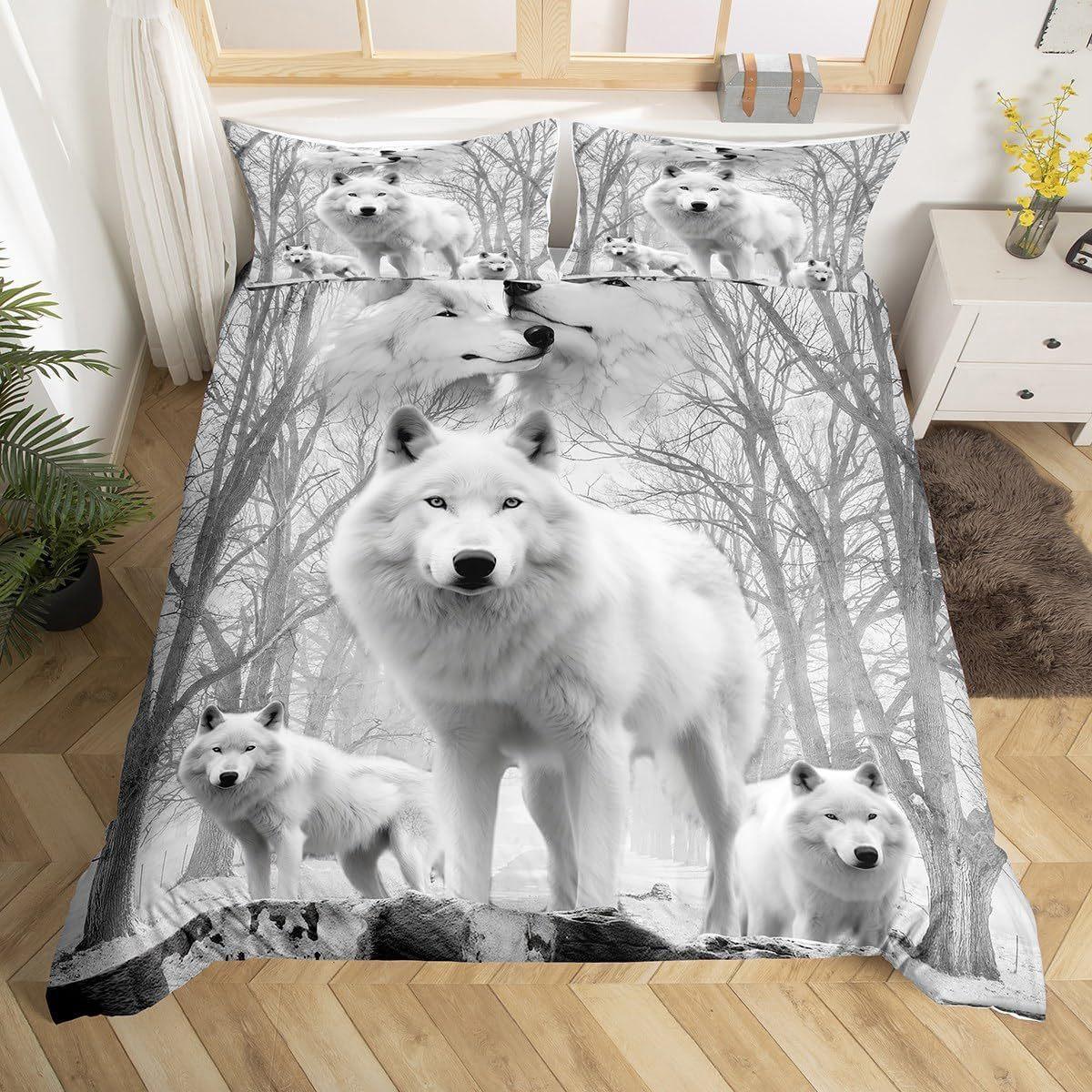 

Home Textile Three-Piece Set Timber Wolf Head Cartoon Digital Printed Quilt Pillowcase Bedding 90 * 200 two-piece set