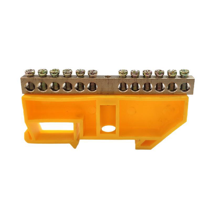 DIN Rail Terminal Block: Copper Busbar with 6-16 Holes Neutral/Ground Distribution