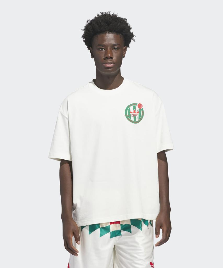 ADIDAS Basketball Crest Tee - White:Green / Kd3614