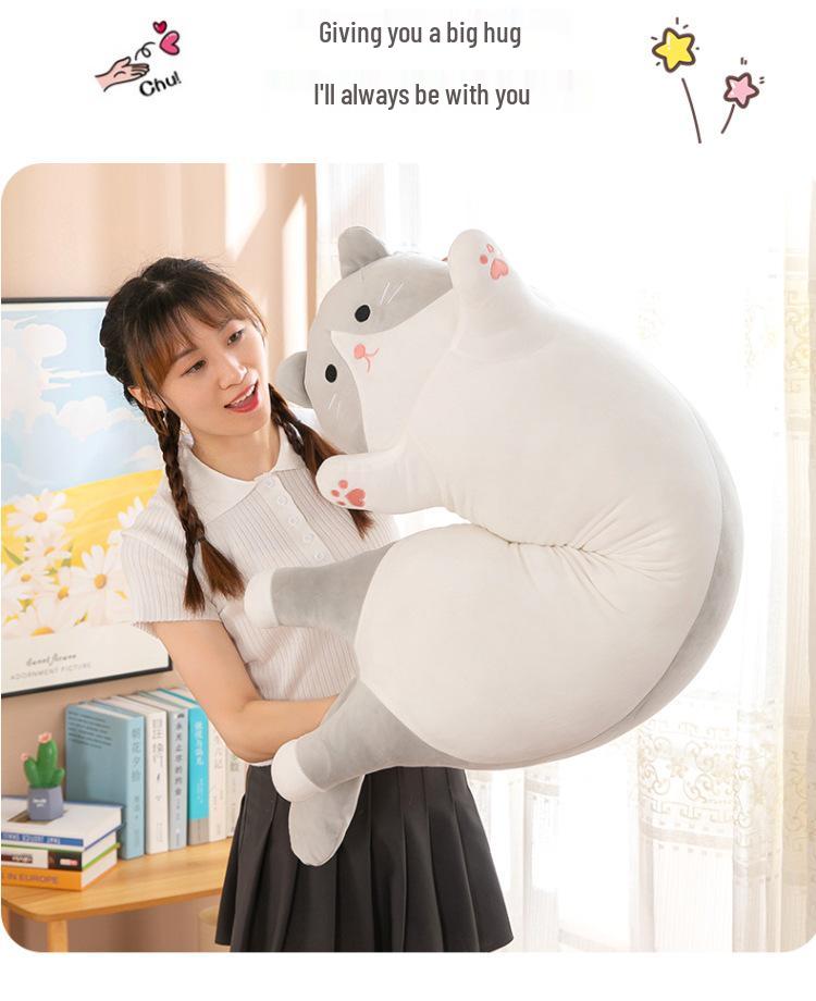 Plus Size Fat Cat Hugging Pillow - Plush Toy Backrest for Relaxing Sleep and Comfort