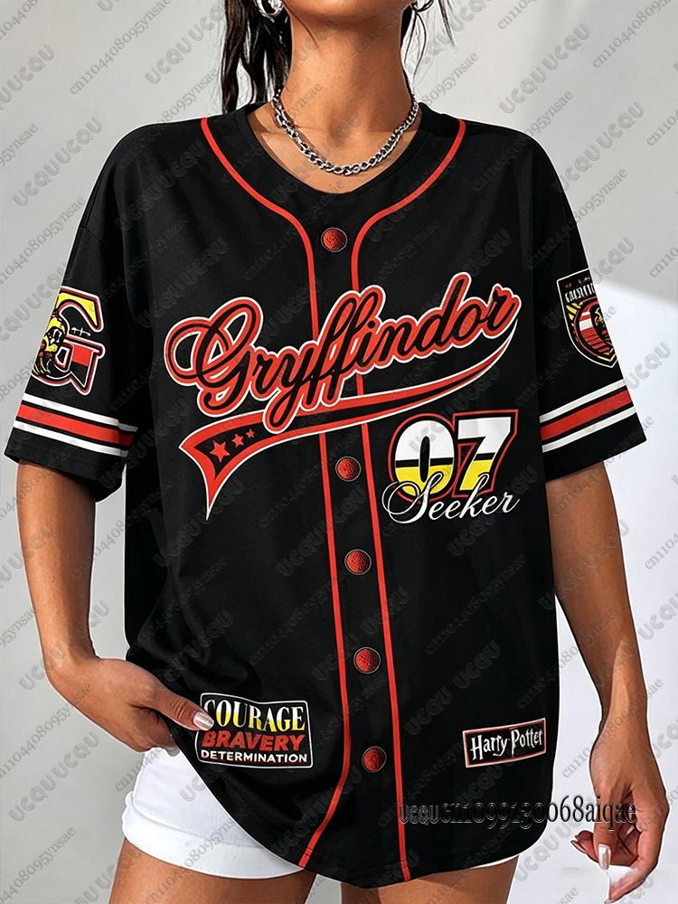 Summer Cartoon Harry Potter Print T-shirts For Women Casual Sports Football Jerseys Couple Street Tees Cosplay Clothing Y2K Tops
