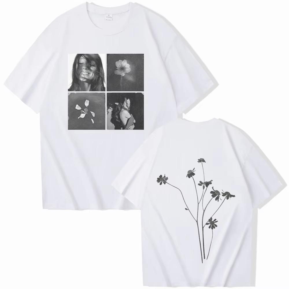 2026 Zomer Mode Trendy T-shirt Populair Ariana-Grande Bloemblaadje T-shirt Man Vrouw Harajuku Korte Mouw Ronde Hals Casual Shirt Y2K