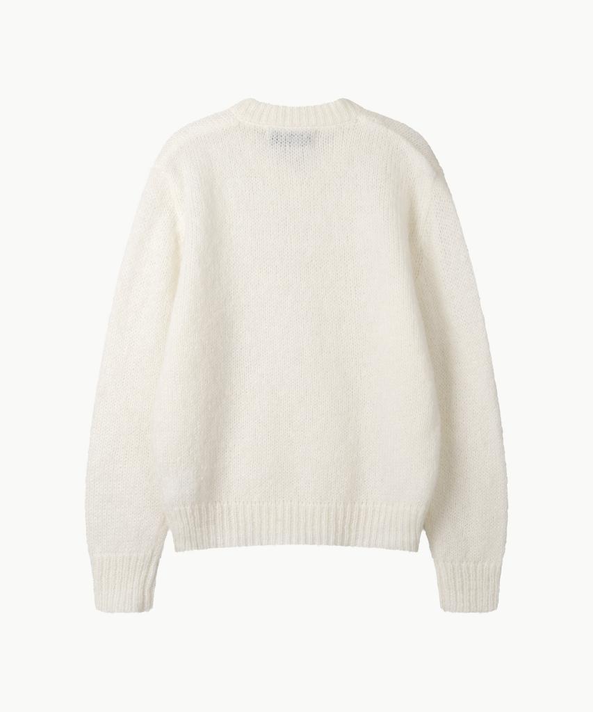 Leondi Brushed Mohair V-Neck Knit - White