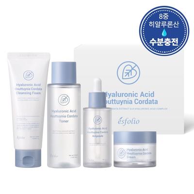 Esfolio Houttuynia cordata Basis-4-teiliges Set (Schaum + Toner + Ampulle + Creme) Hautberuhigend und Akne-Linderung